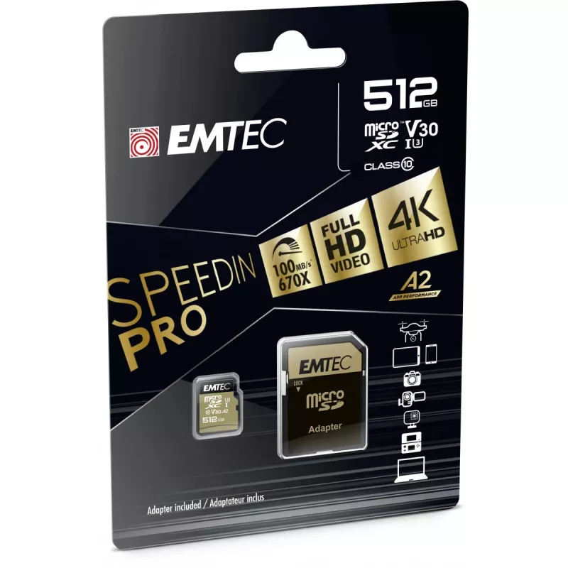 Atminties kortelė Emtec 512GB MicroSDXC UHS-I ECMSDM512GXC10SP