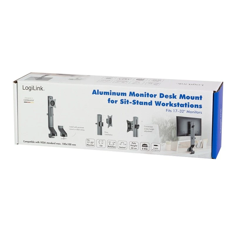 LOGILINK BP0161 Monitoro laikiklis 17-32 colių plokštiems ir lenktiems ekranams, iki 8 kg