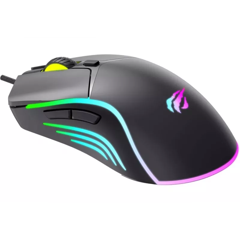Havit MS1038 žaidimų pelė juoda Ambidextrinė USB 8000 DPI 7 mygtukai