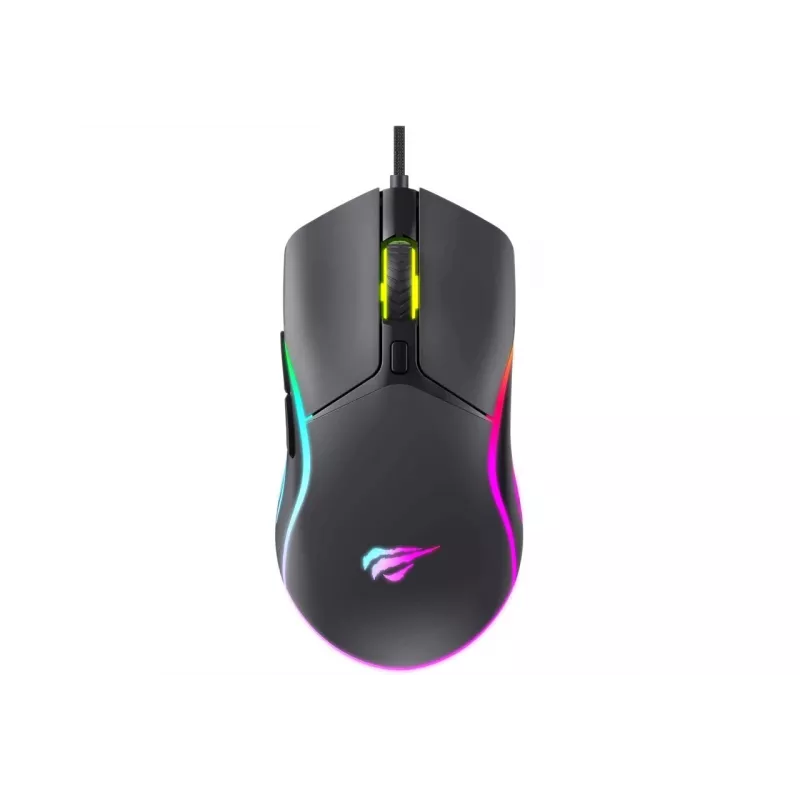 Havit MS1038 žaidimų pelė juoda Ambidextrinė USB 8000 DPI 7 mygtukai