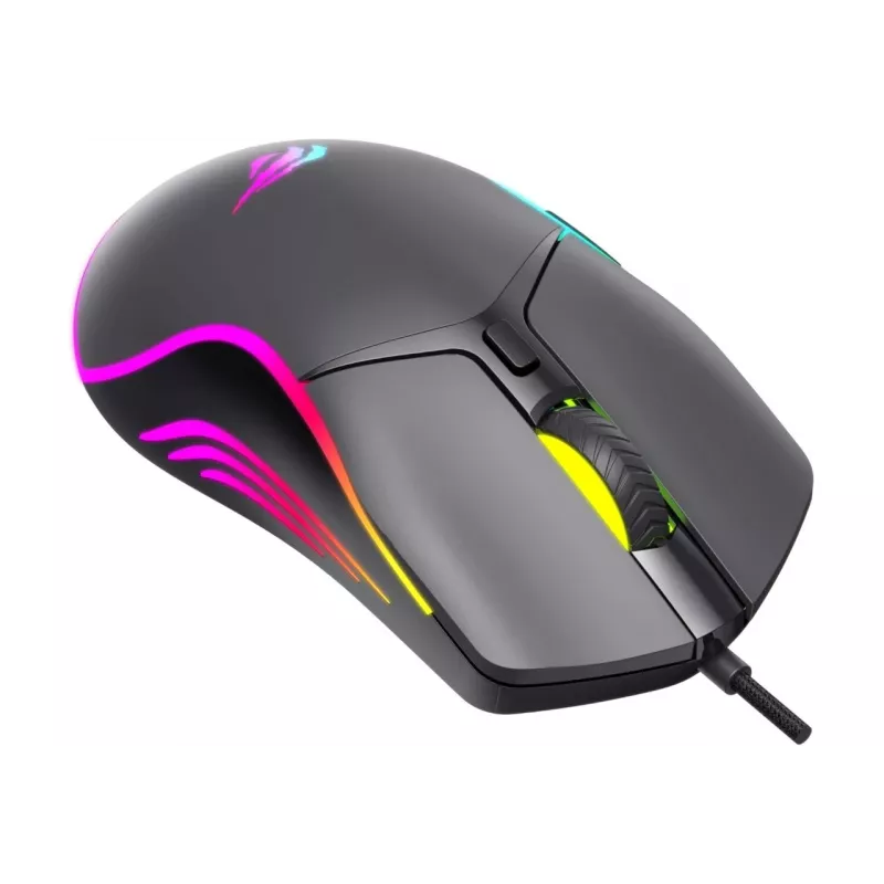 Havit MS1038 žaidimų pelė juoda Ambidextrinė USB 8000 DPI 7 mygtukai