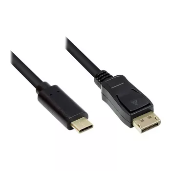 Adapterinis kabelis USB-C™ kištukas į DisplayPort 1.2 kištuką, 4K2K / UHD 60Hz, varinis, juodas, 5 m, Good Connections® (GC-M0108)