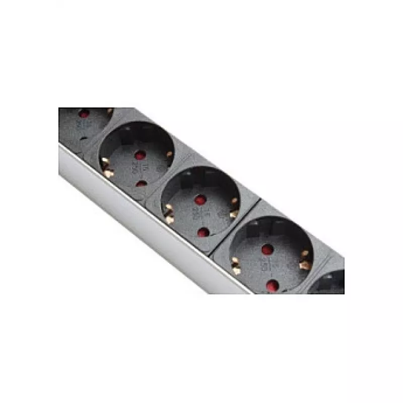 Ilgintuvas 48,30 cm (19 inch), 1HE, įžemintas kištukas į 8 įžemintus lizdus, apsauga nuo viršįtampių, jungiklis, aliuminio profilis, Good Connections® (GC-N0087)