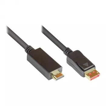 Jungiamasis laidas DisplayPort 1.4 į HDMI 2.0, 4K @60Hz, paauksuoti kontaktai, OFC, juodas, 5 m, Good Connections® (DP14-HDMI5)