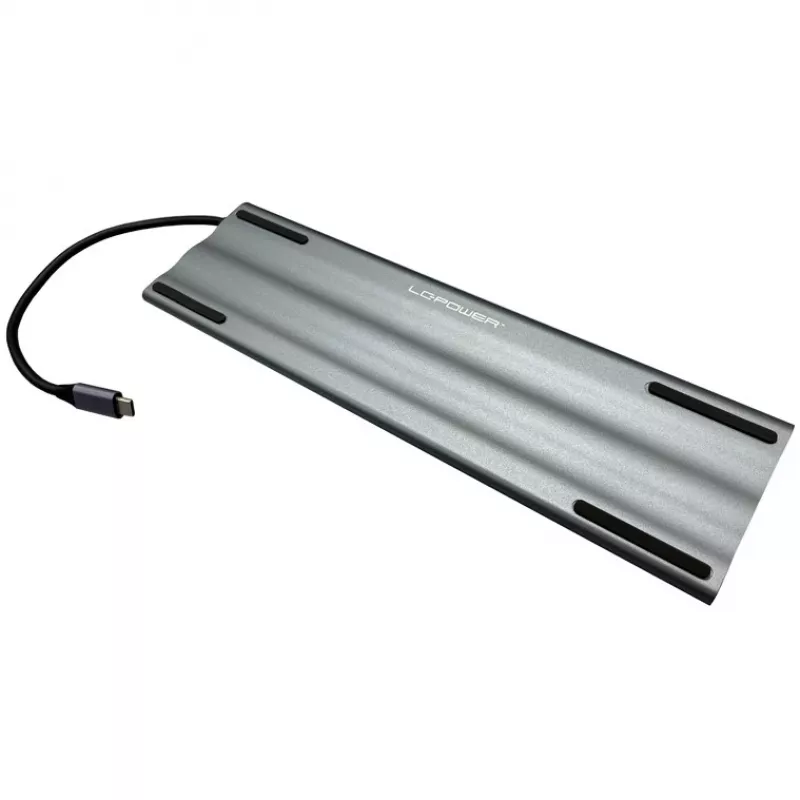 LC-Power LC-HUB-C-MULTI-8 USB-C stotelė su 3xUSB-A/2xUSB-C/HDMI/VGA/MicroSD/SD/RJ45/Garsu