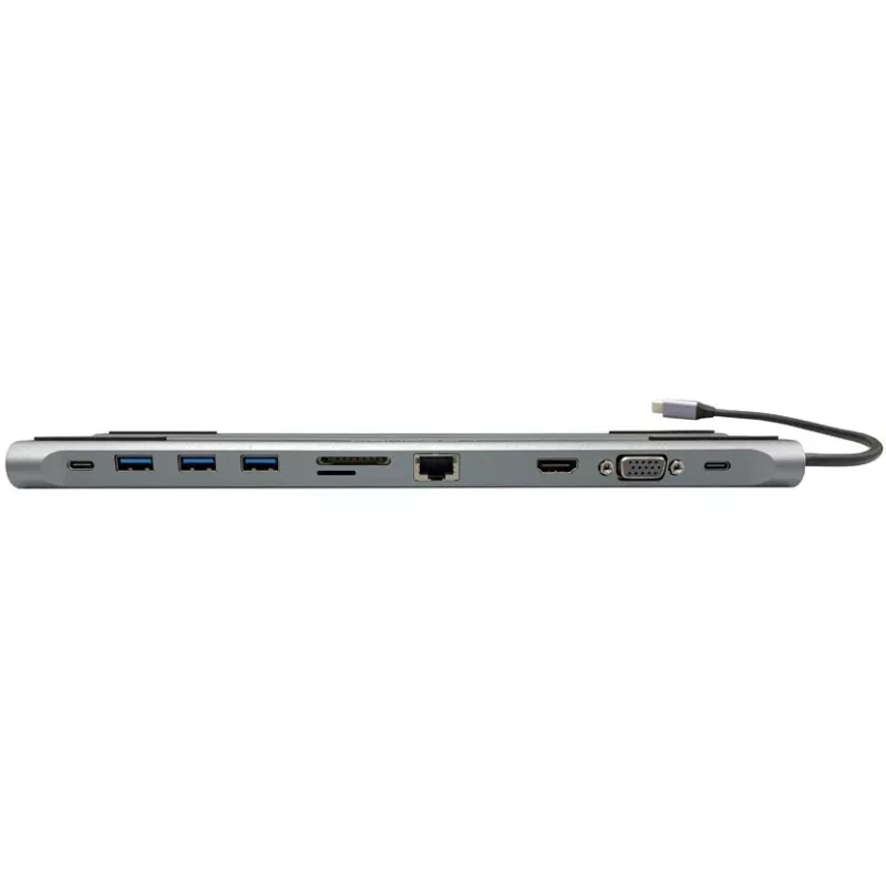LC-Power LC-HUB-C-MULTI-8 USB-C stotelė su 3xUSB-A/2xUSB-C/HDMI/VGA/MicroSD/SD/RJ45/Garsu