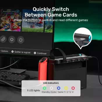 Docking stotelė UNITEK G1002D, skirta Nintendo Switch, laidinė, juoda