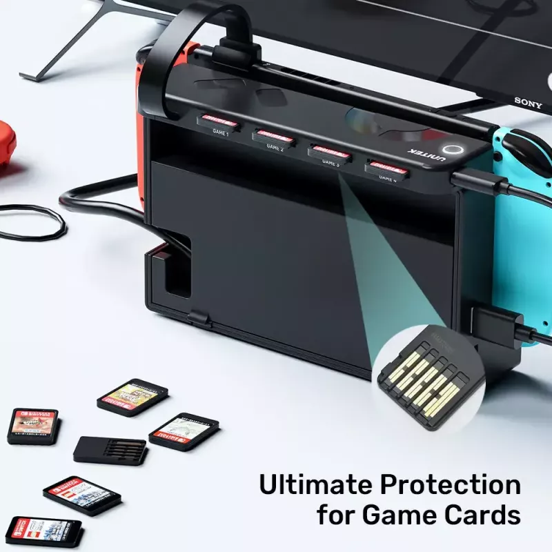 Docking stotelė UNITEK G1002D, skirta Nintendo Switch, laidinė, juoda