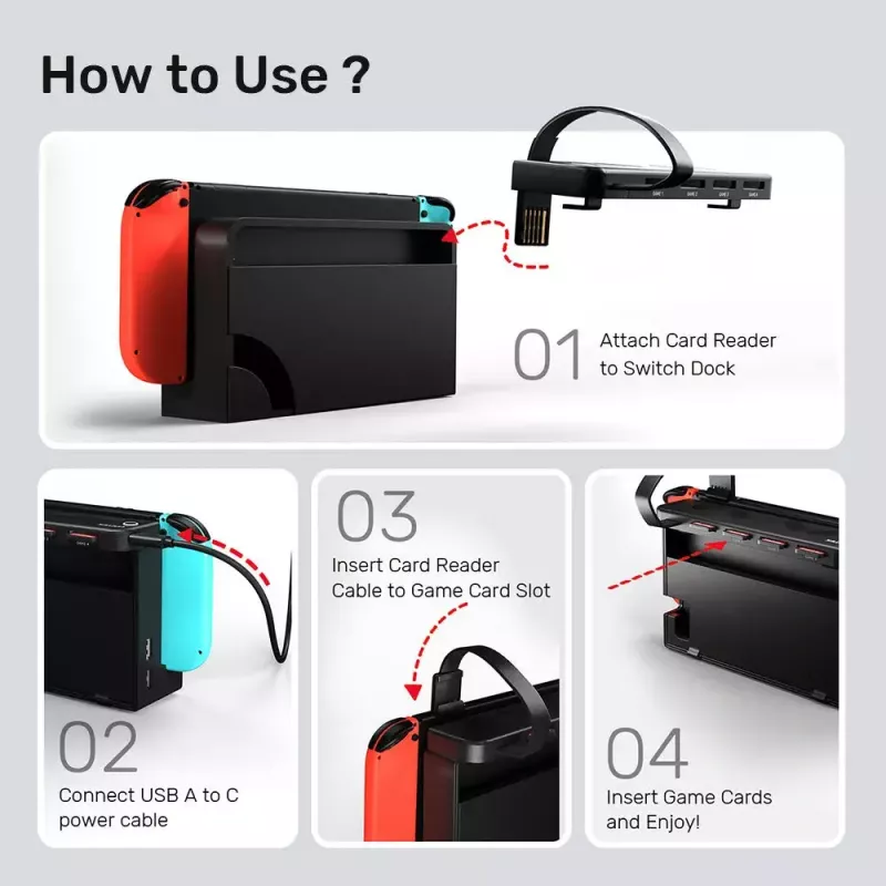 Docking stotelė UNITEK G1002D, skirta Nintendo Switch, laidinė, juoda