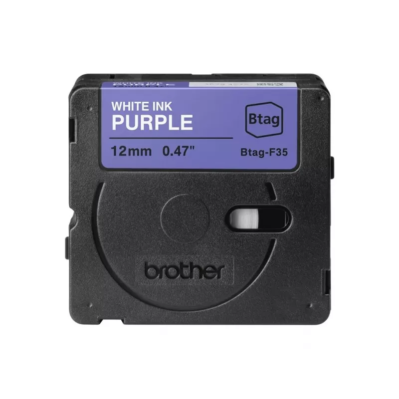 Juostelė etiketėms Brother BTAG-F35 balta ant violetinės 1,2 cm 4 m