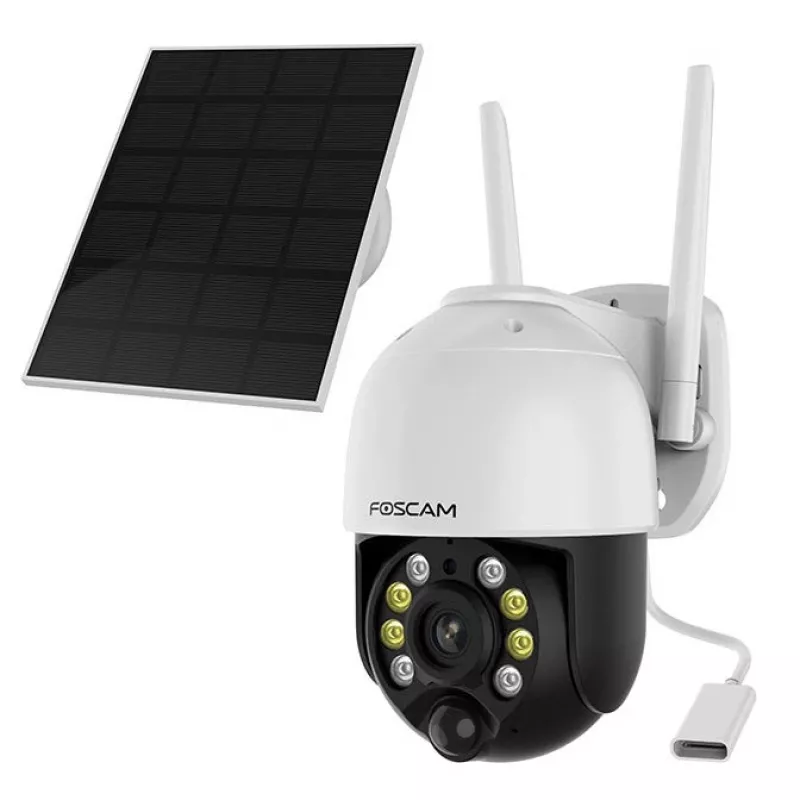 IP stebėjimo kamera Foscam B4 Dome 4 MP (2560×1440), Wi‑Fi 2.4 GHz, IP65, Saulės baterija + Akumuliatorius 5000 mAh, 355° pasukimas, 90° pakreipimas