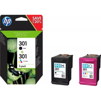 HP 301 - 2 vnt. rinkinys - Juoda, Spalvota (Cian, Magenta, Geltona)