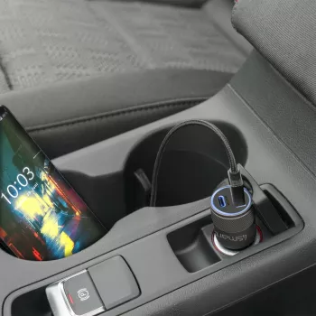 4smarts Rapid+ automobilinis maitinimo šaltinis - 27 W - 3 A - QC 3.0, PD - 2 išvesties prievadai (USB, 24 kaiščių USB-C)