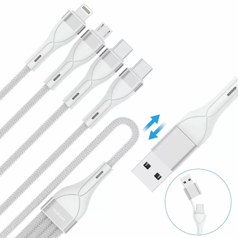 4smarts 541024 USB kabelis 1,2 m USB A / USB C / Micro USB / Lightning baltas (541024)
