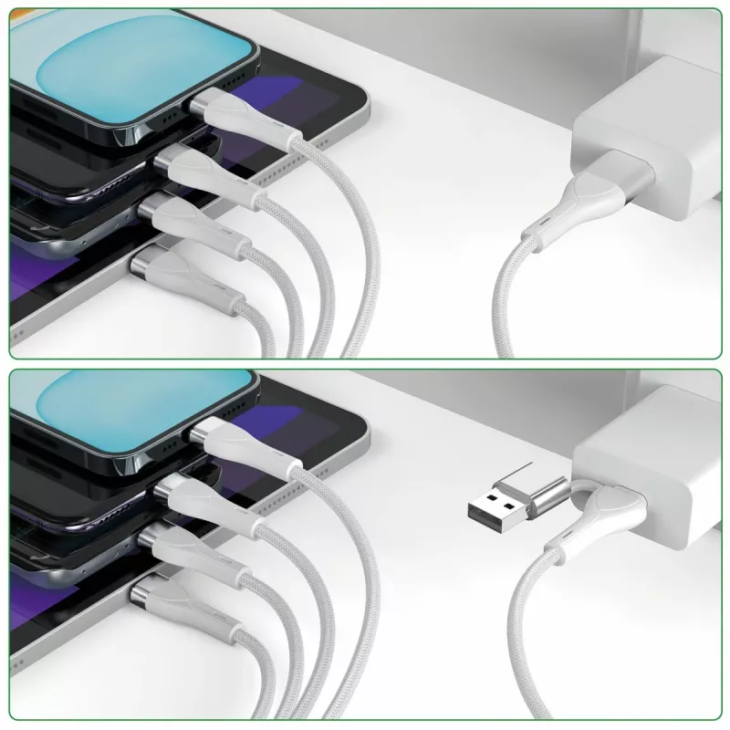 4smarts 541024 USB kabelis 1,2 m USB A / USB C / Micro USB / Lightning baltas (541024)