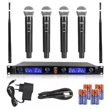 DNA WM4 Vocal Set - belaidžių mikrofonų rinkinys (4 nešiojami siųstuvai, UHF garso sistema)