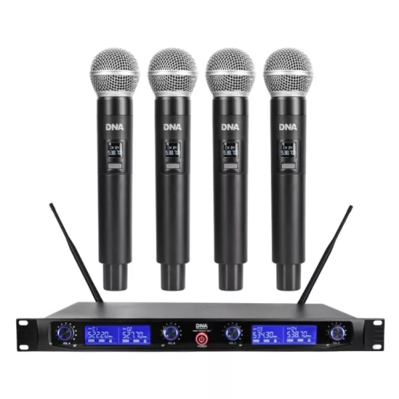DNA WM4 Vocal Set - belaidžių mikrofonų rinkinys (4 nešiojami siųstuvai, UHF garso sistema)