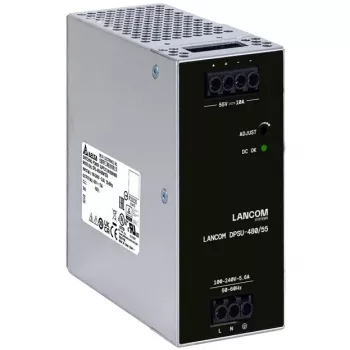 Maitinimo blokas LANCOM DPSU-480/55 — 480 W, AC 100–240 V, TS35 DIN, juodas/plienas