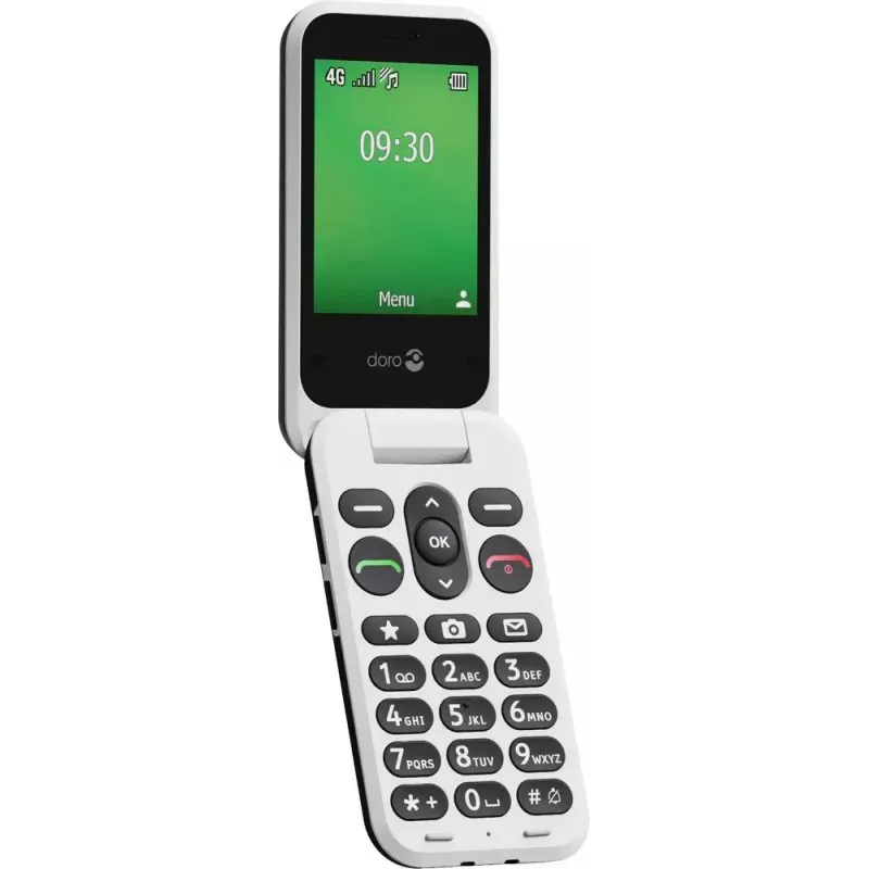 Doro Leva E30 sulankstomas telefonas 2,8 colio 1150 mAh juoda balta