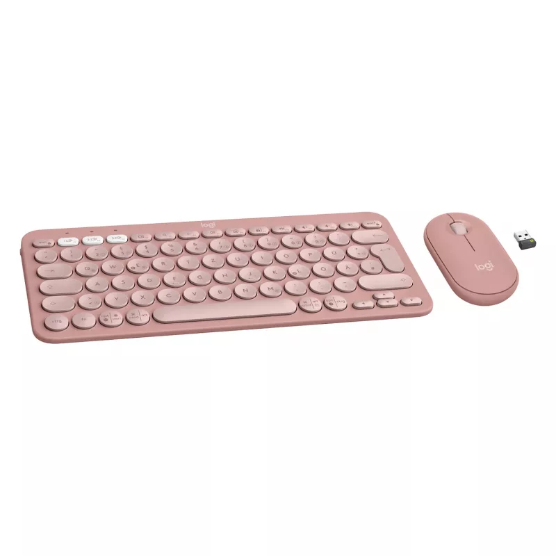 Logitech Pebble 2 Combo klaviatūra ir pelė RF belaidis + Bluetooth QWERTZ vokiškas rožinis (920-012205)
