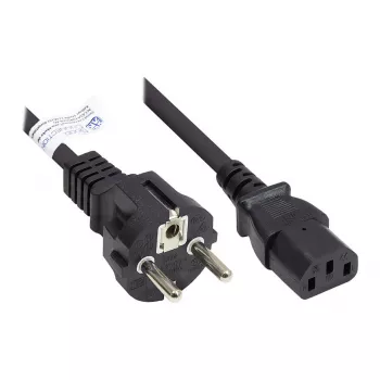 Netzkabel Schutzkontakt-Stecker Typ E+F (CEE 7/7, gerade) an C13 (gerade), schwarz, 0,75 mm², 1,5 m, Good Connections® (P0030-S015)