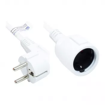 Prailginimo laidas su įžeminimu, kištukas E+F (CEE 7/7, kampuotas) ir lizdas F (CEE 7/3, tiesus), baltas, 1,50 mm², 3 m, Good Connections® (P0102-W030)