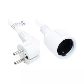 Prailginimo laidas su įžeminimu Kištukas Tipas E+F (CEE 7/7, kampuotas) ir Lizdas Tipas F (CEE 7/3, tiesus), Baltas, 1,50 mm², 5 m, Good Connections® (P0102-W050)
