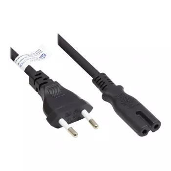 Euro-Netzkabel Euro-Stecker Typ C (gerade) an C7/Euro 8 Buchse (gerade), schwarz, 0,75 mm², 5 m, Good Connections® (P0370-S050)