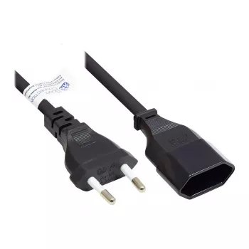 Euro prailginimo laidas su Euro kištuku C tipo (tiesus) ir Euro lizdu (tiesus), juodas, 0,75 mm², 0,2 m, Good Connections® (P0300-S002)