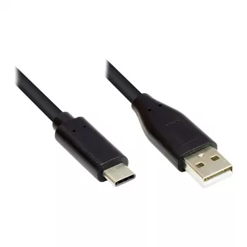 Jungiamasis kabelis USB 2.0, USB-C™ kištukas prie USB 2.0 A kištuko, CU, juodas, 1 m, Good Connections® (GC-M0117)