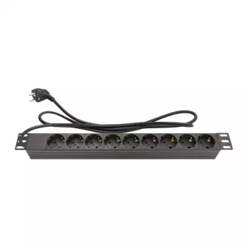 Good Connections Steckdosenleiste 19 - 1HE - Schutzkontakt-Stecker an 9x Schutzkontakt-Buchse - Kinderschutz - Kunststoffprofil - schwarz