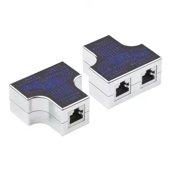 Modulinis T-adapteris, 1x RJ45 lizdas į 2x RJ45 lizdus, 1:1 kontaktavimas, Good Connections GC-N0153