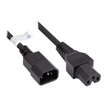 Laidas C14 (tiesus) į C15 (tiesus), 1 m, 0,75 mm², juodas, Good Connections® P1450-S010