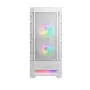 PC korpusas Cougar Airface RGB Midi Tower Baltas — 230×386×491 mm, palaiko 3×120/140 mm priekyje, 1×120 mm gale, 2.5/3.5 colio diskus