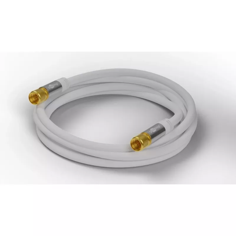 Goobay SAT antenos laidas (135 dB tipas), 4x ekranuotas, 2 m, baltas - auksuotas, F-kištukas > F-kištukas (70600)