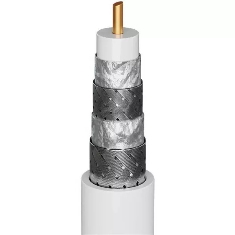 Goobay SAT antenos laidas (135 dB tipas), 4x ekranuotas, 2 m, baltas - auksuotas, F-kištukas > F-kištukas (70600)