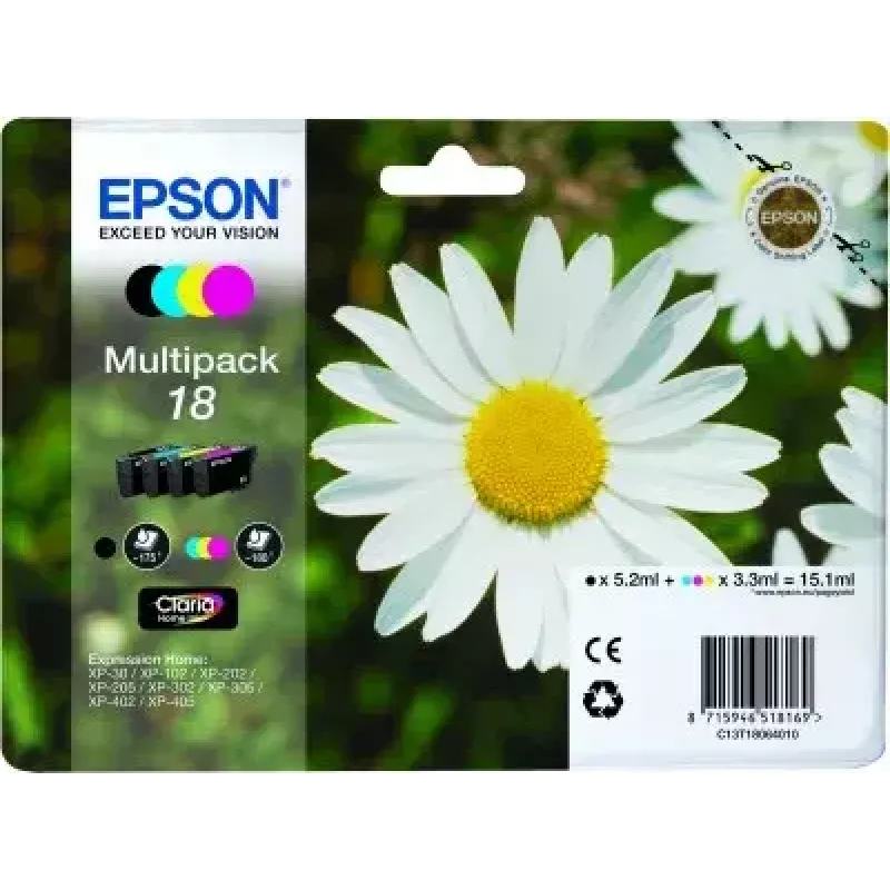 Kasečių rinkinys Epson Daisy Multipack 4 spalvos 18 Claria Home Ink – standartinė talpa