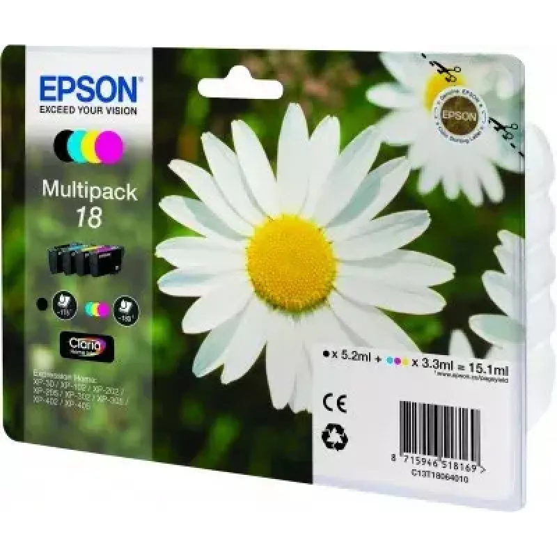 Kasečių rinkinys Epson Daisy Multipack 4 spalvos 18 Claria Home Ink – standartinė talpa