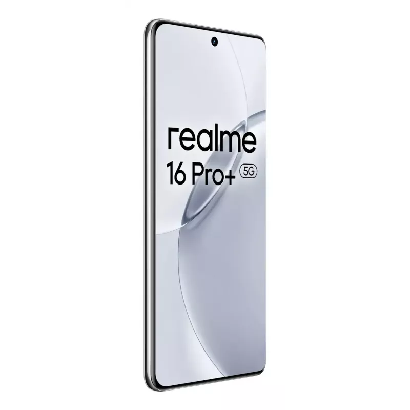 Išmanusis telefonas REALME realme 16 Pro+ — 6,8 colio (17,3 cm) 1280×2800, Snapdragon 7 Gen 4, 12 GB RAM, 512 GB, 200 MP triguba kamera, 7000 mAh, pilka