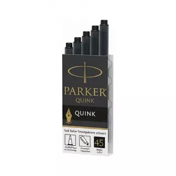 Parker Quink juodos spalvos rašalo kasetės, dėžutė po 5 vnt.