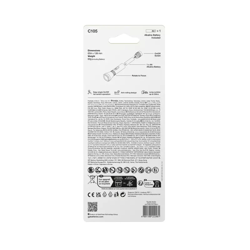Rankinis žibintuvėlis GP Lighting 450066 Juodas 50 lm 30 m 24 h