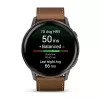 Išmanusis laikrodis GARMIN Venu 4 45 mm (1,4 colio) AMOLED 454×454 px, Wi‑Fi, GPS, 8 GB, juodas korpusas, ruda odinė juosta