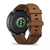 Išmanusis laikrodis GARMIN Venu 4 45 mm (1,4 colio) AMOLED 454×454 px, Wi‑Fi, GPS, 8 GB, juodas korpusas, ruda odinė juosta