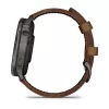 Išmanusis laikrodis GARMIN Venu 4 45 mm (1,4 colio) AMOLED 454×454 px, Wi‑Fi, GPS, 8 GB, juodas korpusas, ruda odinė juosta