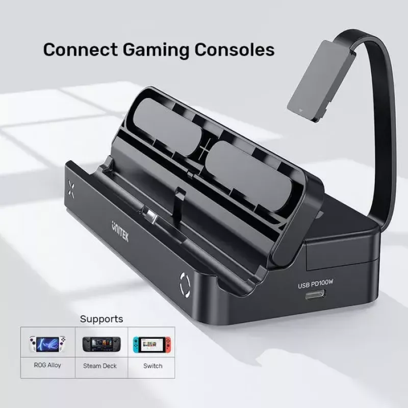 Dėklas nešiojamai žaidimų konsolei Unitek G1002F01 – USB dokas, juodas