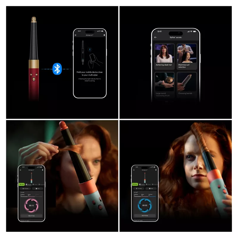 Dyson Airwrap i.d. Straight + Wavy Limited Edition daugiafunkcinis formuotojas raudonai/auksinis, Bluetooth