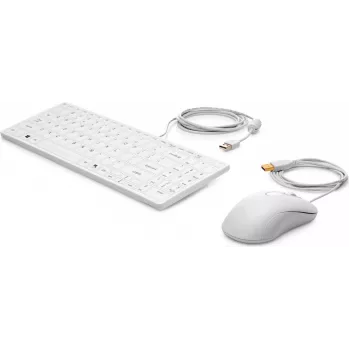 HP USB klaviatūra ir pelė Healthcare Edition pilno dydžio laidinė balta