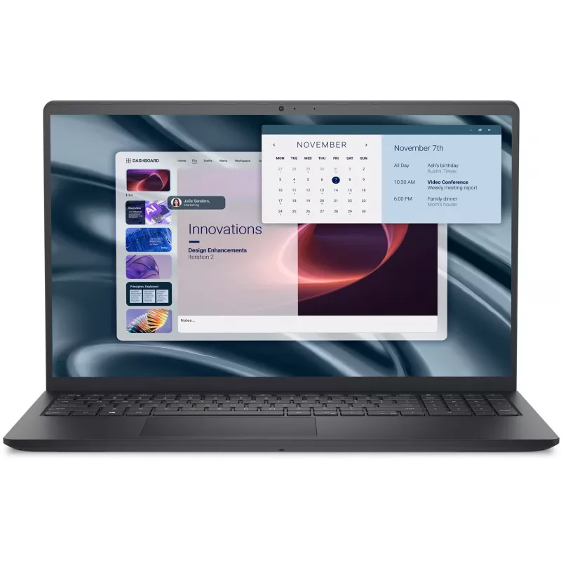 Nešiojamas kompiuteris Dell PV15255 – 15,6 colio Full HD, AMD Ryzen 3 7320U 2,4 GHz, 8 GB LPDDR5, 512 GB SSD, Windows 11 Pro, juodas