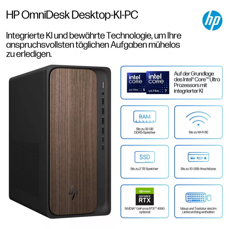 HP OmniDesk AI M03-0073ng - Intel Core Ultra 7 265, 16 GB RAM, 512 GB SSD, Windows 11 Home