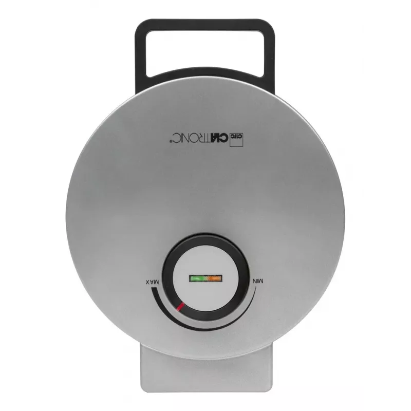 Vafelinė CLATRONIC HA 3833 – vienas apvalus vaflis, 1200 W, plokštės 20×20 cm, juoda/sidabrinė